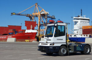 FERNRIDE truck at a port.
